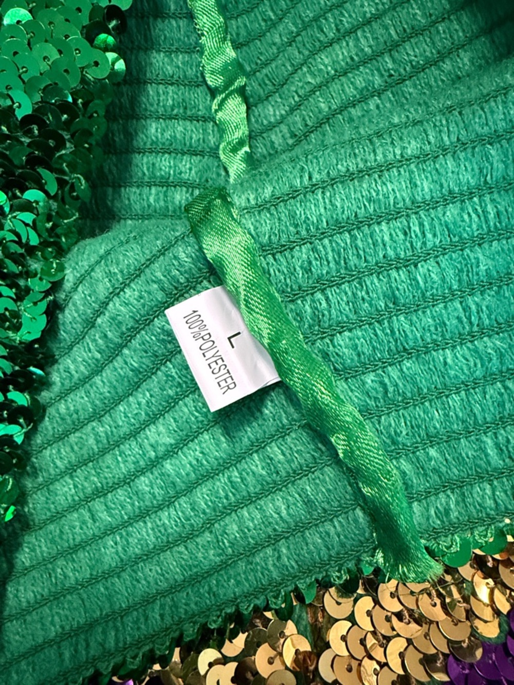 Sequin Mardi Gras Block-Color Women’s Shorts - Green, Gold & Purple - Picture 3 of 3